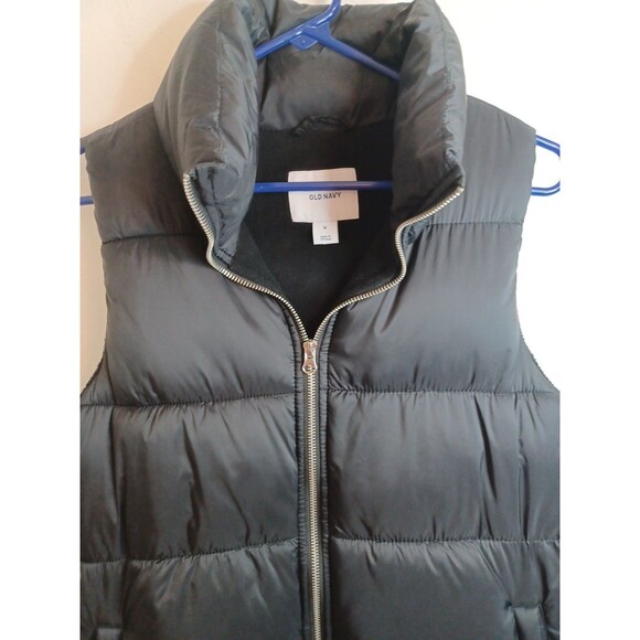 Old Navy Quilted Puffer Vest Womens M Black Zip Pockets Mock Neck Lightweight - Picture 2 of 10